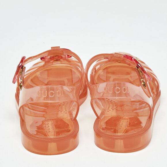 Gucci Orange Glossy Jelly Gg Marmont Flat Sandals Size 35 - Picture 5 of 7